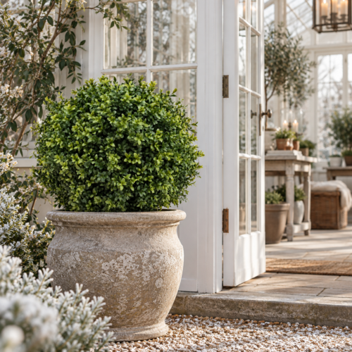 artificial bushy buxus ball planted