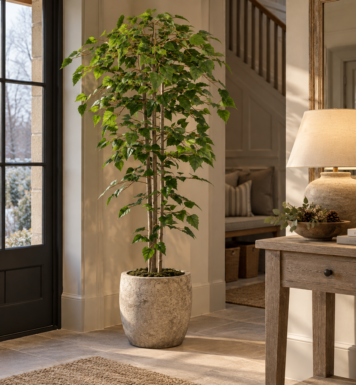 Artificial Silver Birch Tree 150cm in situ Artificial Silver Birch Tree 150cm in situ