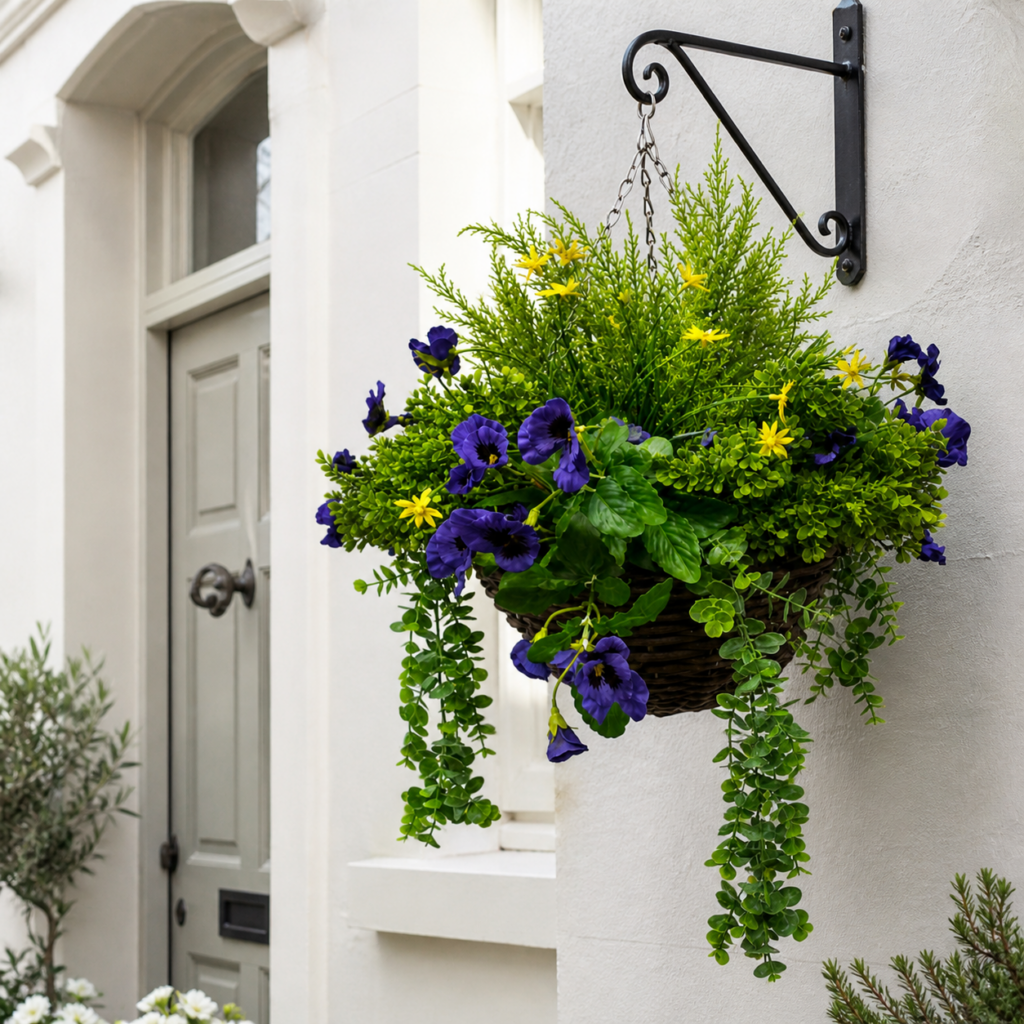 Spring Floral Hanging Basket in situ