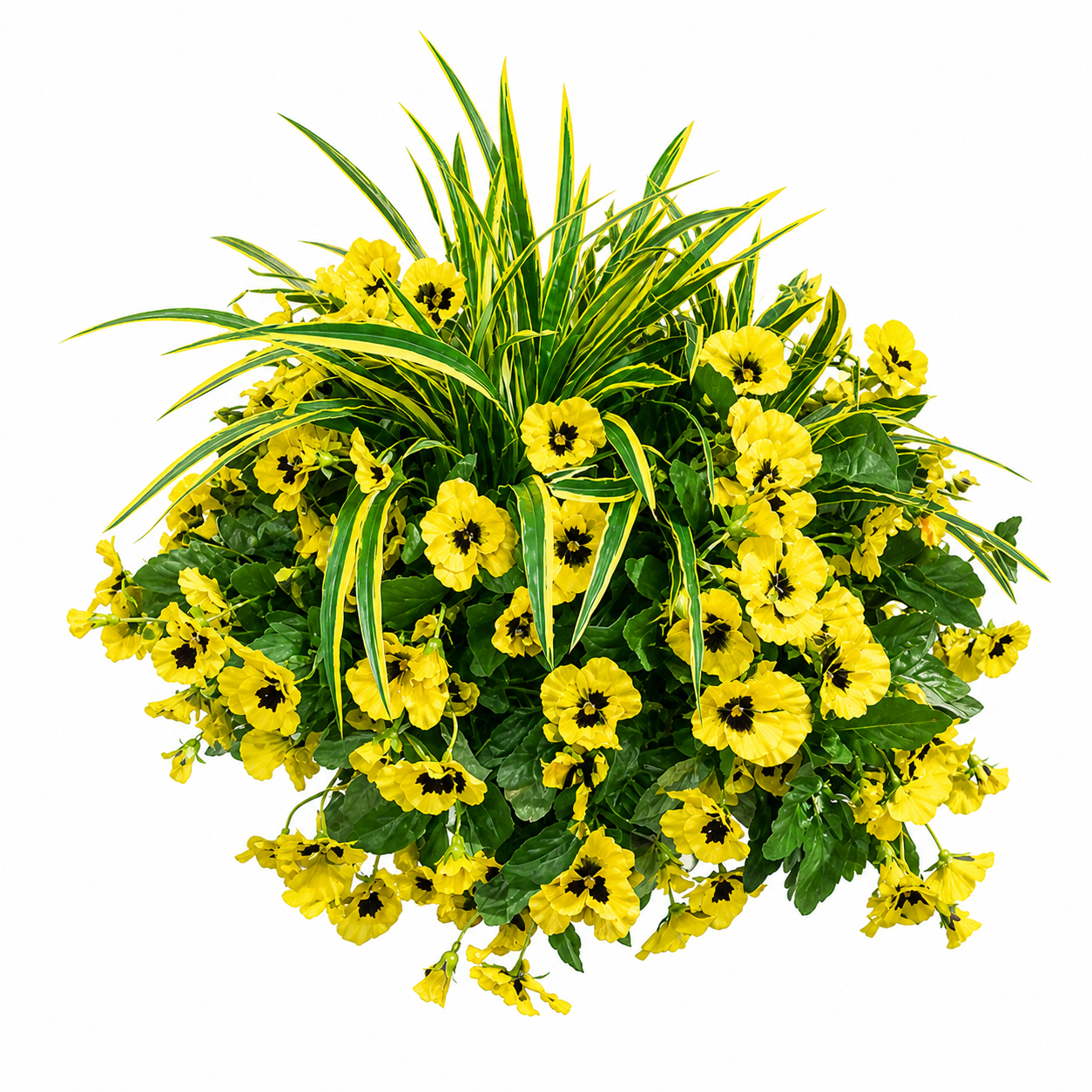 GIANT DELUXE PANSY ARTIFICIAL HANGING BASKET yellow