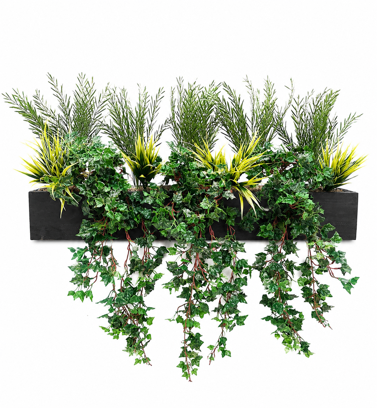 artificial-kitchen-garden-window-box Artificial Kitchen Garden Window Box in black timber trough