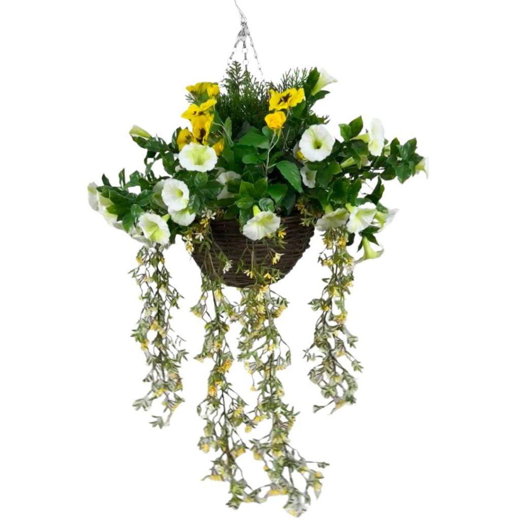Pansy petunia Hanging Basket yellow
