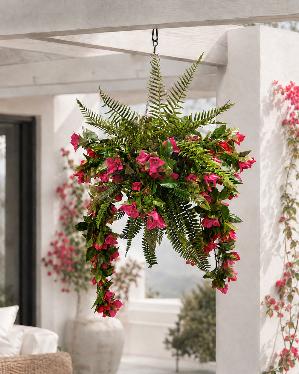 Artificial Tropical Bougainvillea Cascade Hanging Basket