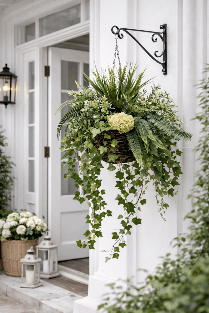 Artificial Trailing Cottage Garden Hanging Basket IN SITU
