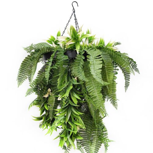 Artificial Hanging Rainforest Fern Foliage Display