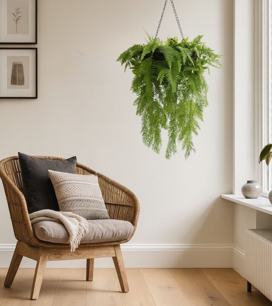 Artificial UV Hanging Luxe Fern Display 2