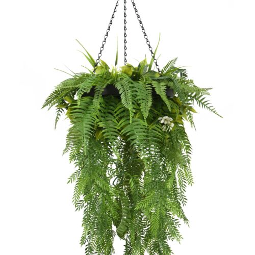 Artificial UV Hanging Luxe Fern Display