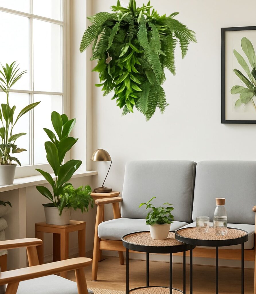 Artificial UV Hanging Rainforest Fern Foliage Display 1