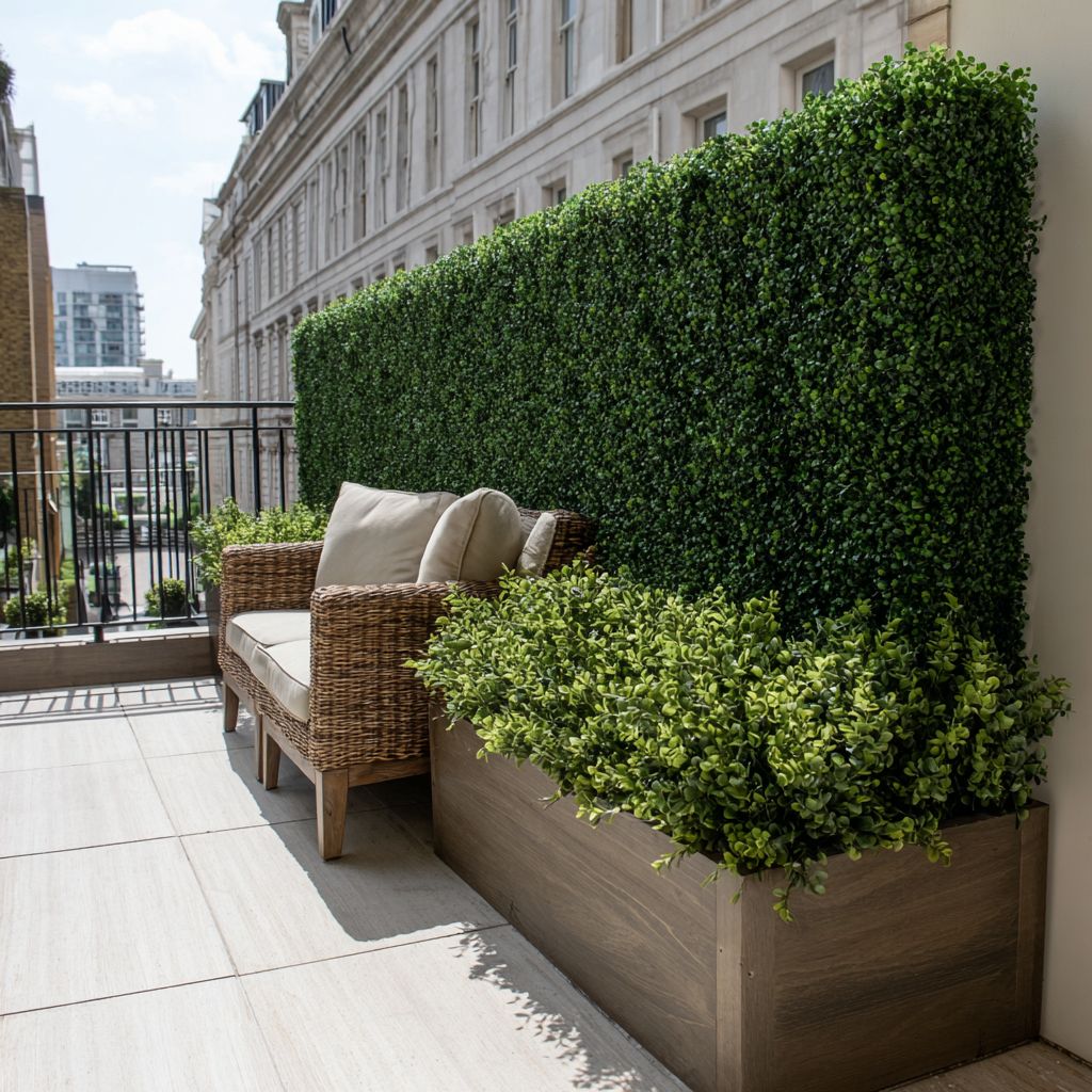artificial buxus hedge screen balcony