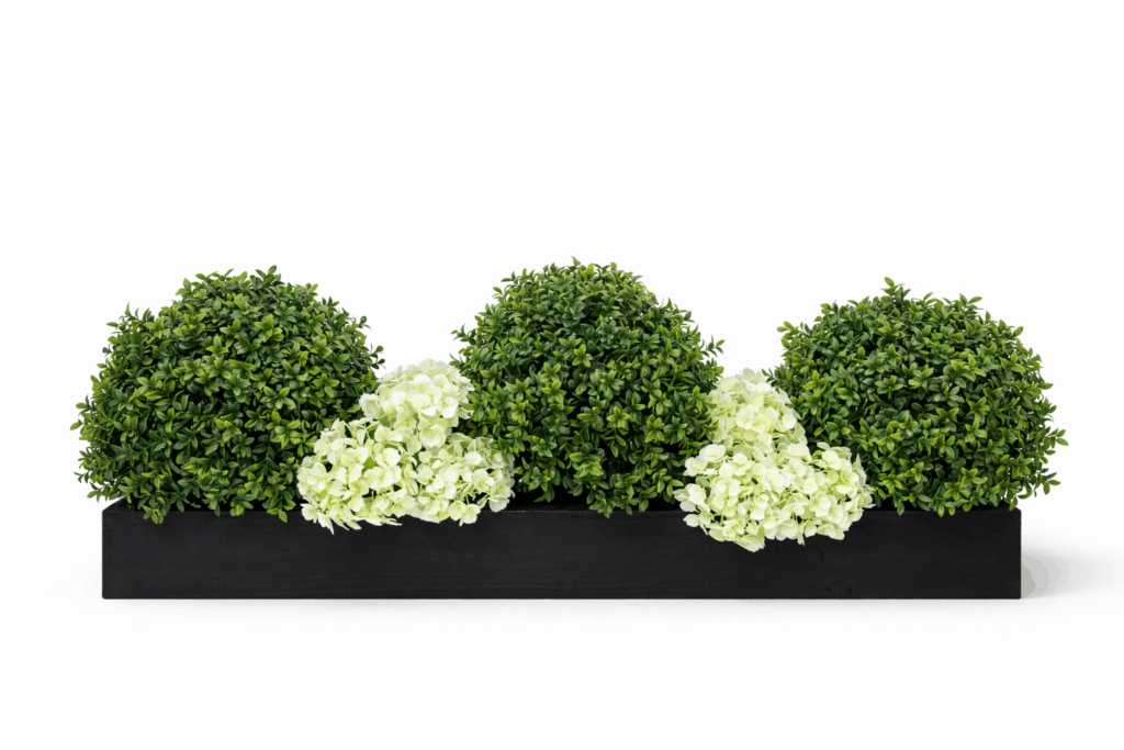 artificial Buxus and Bloom Window Box white