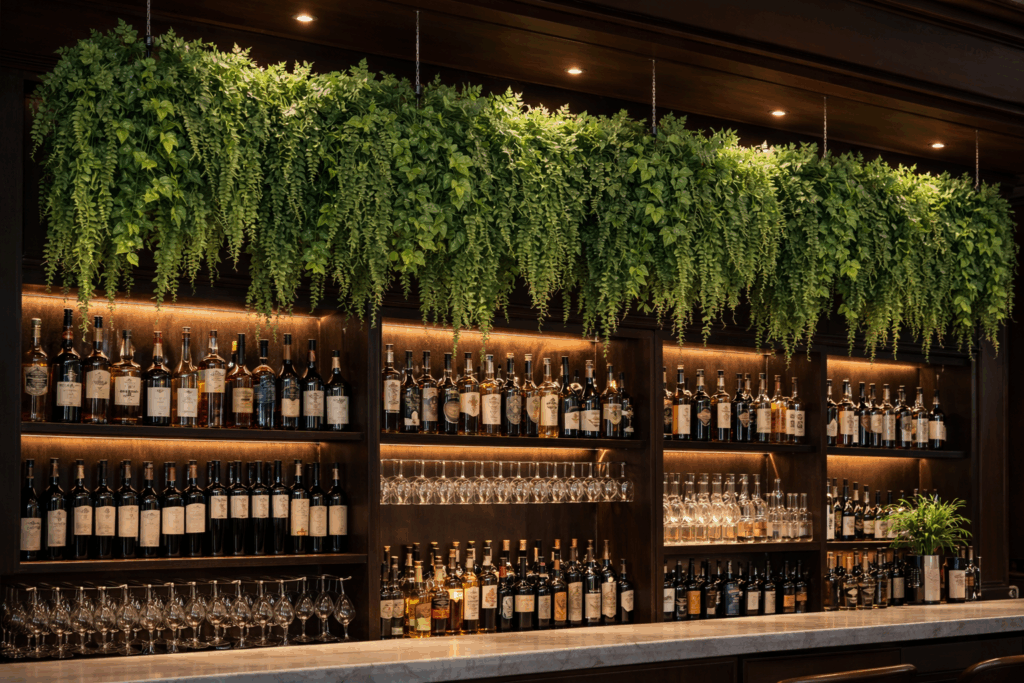 cascading bar beam wine bar