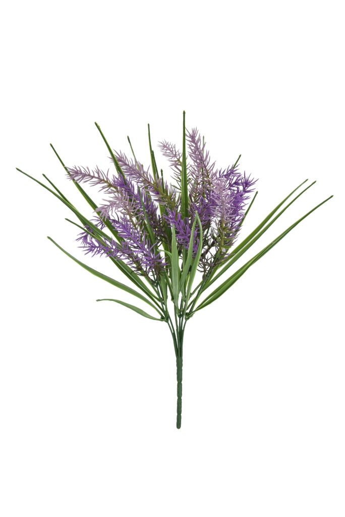 UV protected artificial purple asparagus bush with green foliage, ideal for green walls, hanging baskets and window boxes.