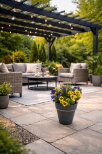 artificial greenery used in minimalist spring styling