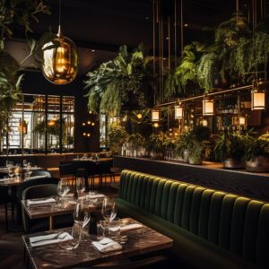 artificial greenery in restaurant