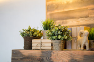 faux plants on table