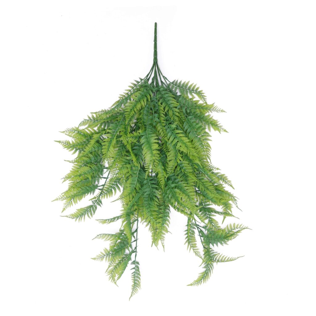 Artificial trailing feathery fern foliage with cascading green fronds