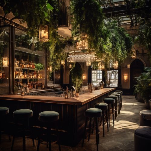 artificial hanging plants bar interior